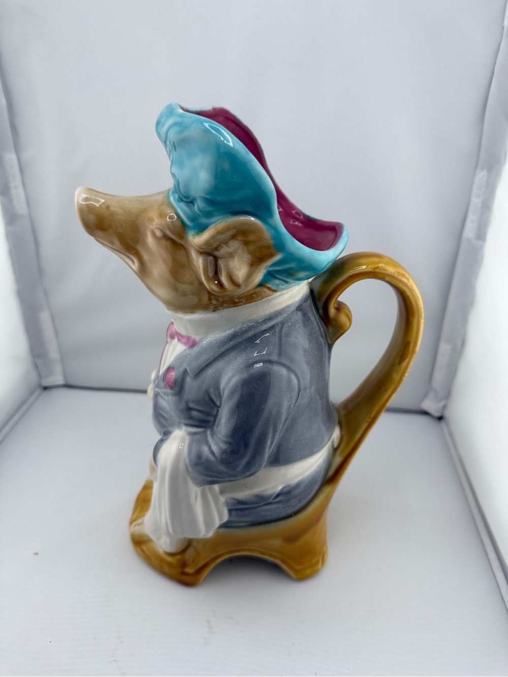 Peasant Village PV Italy Majolica Garcon Waiter Pig Pitcher *French Reproduction